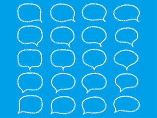 もくもくフキダシ。かすれたクレヨンや水彩の筆のかすれのようなラフな輪郭のみ。柔らかい雰囲気。ベタと背景は透過。