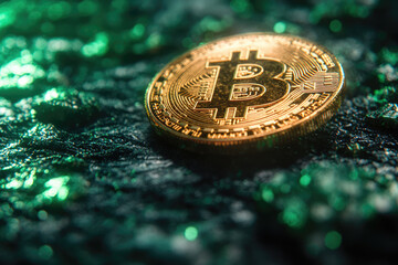 Digital 3D Representation of High-Risk Cryptocurrency with Neon Green Elements