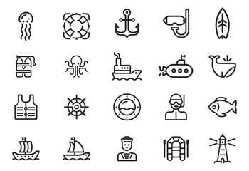 Essential Icons for Marine Adventures and Water Safety