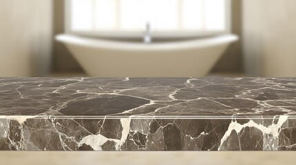 Elegant Brown Marble Tabletop Mockup Bathroom Background