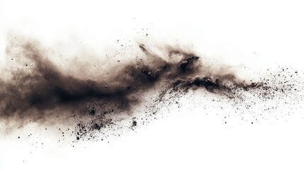 Obraz premium Dark brown dust explosion against a white background