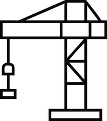 Fototapeta premium Minimalist black outline shows a construction crane on a transparent background nicely
