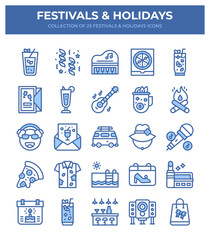 Festivals and Holidays. Collection of 25 Fun Icons