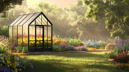 Flower garden greenhouse tranquility
