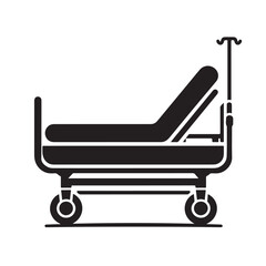 Minimal Hospital Bed Silhouette, Clean Black Vector Style