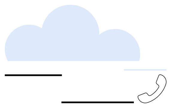 Blue cloud shape with phone receiver symbolizing connection, storage, and digital transformation. Ideal for communication, storage, technology, remote work, collaboration, cloud computing concepts - Powered by Adobe
