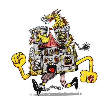 medieval castle character illustration  