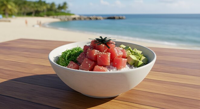 A traditional Hawaiian poke bowl