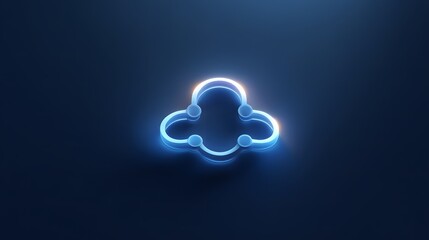 Abstract glowing cloud network on dark blue gradient, symbolizing futuristic connectivity and minimalist tech innovation
