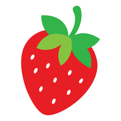 Obraz premium Simple red strawberry exhibits white seeds and bright green stem on white