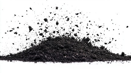 Dark soil pile exploding in particles