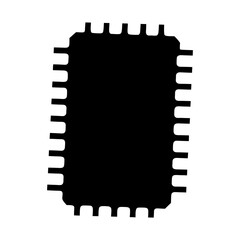 Stylized black and white representation of an integrated circuit chip component