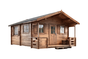 Rustic wooden cabin in nature setting