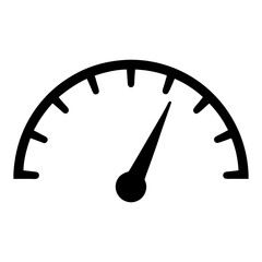 An icon of a speedometer with the needle indicating a moderate level