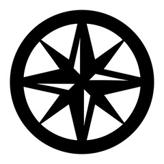 Obraz premium Classic Black and White Compass Rose Design with Eight Pointed Star