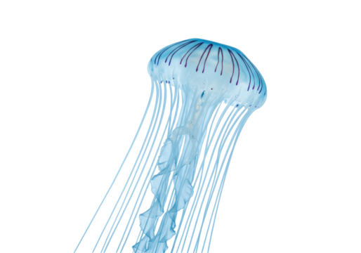 Bioluminescent jellyfish gracefully drifting in the inky blackness of the deep ocean