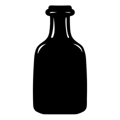 A minimalist black silhouette illustration of a bottle with unique shape