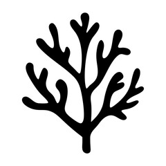 Obraz premium Stylized black silhouette of a coral or seaweed against a white background