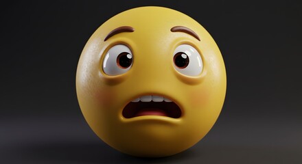 Fototapeta premium Worried Yellow Face Expression on Dark Background for Various Uses