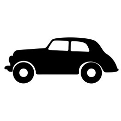 Vintage black car silhouette side view classic vehicle transportation design element