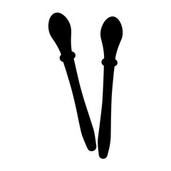 Silhouette of Salad Tongs Food Preparation Utensils for Catering or Cooking