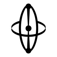 Abstract geometric illustration featuring interconnected ellipses and circles in black on white