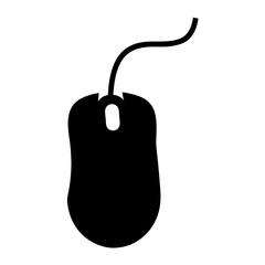 Black and White Computer Mouse Illustration with Cable for Simple Design