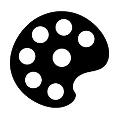 Black and White Artist's Paint Palette with Circular Color Wells