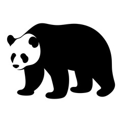 Monochrome depiction of a panda bear walking in the wild silhouette style