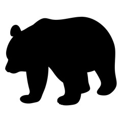 Silhouette of a Black Bear Walking, Isolated on White Background