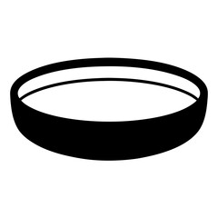 Monochrome Black Bowl, Abstract Container With Void, Circular Deep Dish, Minimalist Illustration