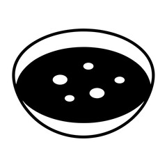 Simple black and white illustration of liquid in a cup or bowl