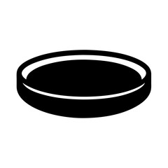 A simple illustration of a black disc object isolated on white backdrop