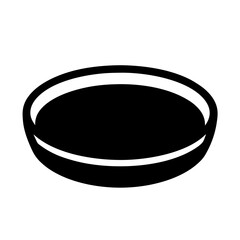 Black and white graphic illustration of a simple, flat oval bowl