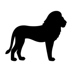 Majestic lion silhouette standing calmly against a pristine white backdrop image