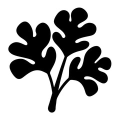 Stylized Illustration of Parsley or Coriander Plant in Black and White