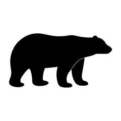 Simple Black Silhouette of a Walking Bear on a White Background