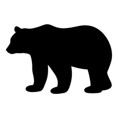 Silhouette of a Bear Standing on a White Background in Black Color