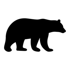 Fototapeta premium Black bear silhouette against a white background showcases wildlife icon image
