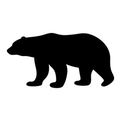 Simple Black Bear Silhouette Walking Profile on White Background Illustration