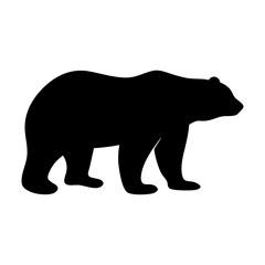 Simple Black Bear Silhouette Walking Profile on White Background Illustration