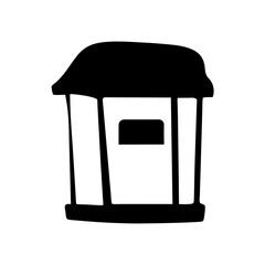 Simple Black Silhouette of a Covered Well or Small Structure with Opening