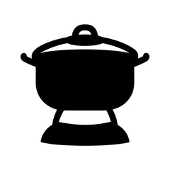 Solid black fondue pot with lid and stand for tasty meals