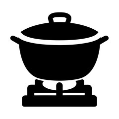 Solid black fondue pot with lid and stand for tasty meals