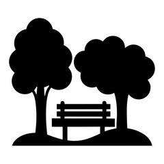 Peaceful Park Bench Surrounded by Trees, a Tranquil Retreat from the Everyday