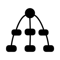 Hierarchical Tree Structure Illustration with Multiple Branches and Nodes in Black Silhouette