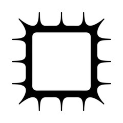Abstract black spiky square frame with empty center on a white background
