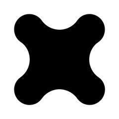 A symmetrical black shape with rounded edges on a white background