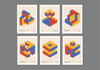 Set of minimal 20s geometric design posters