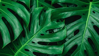  Lush Green Leaf Texture – Tropical Monstera Background 